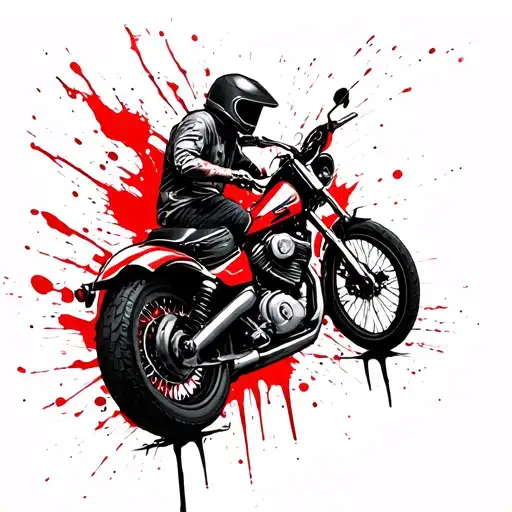 camping motorcycle adventure demonic thoughts inside my head tattoo design idea