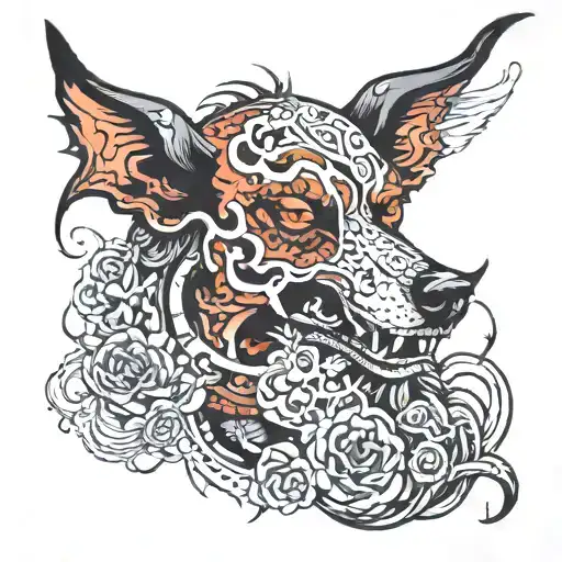 hell hound kiss of death tattoo design idea