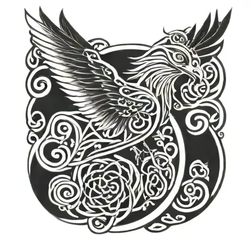 Coverup celtic bird tattoo design idea