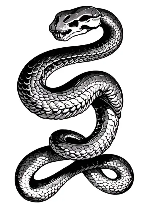 Snake skeleton coiling an arm tattoo design idea