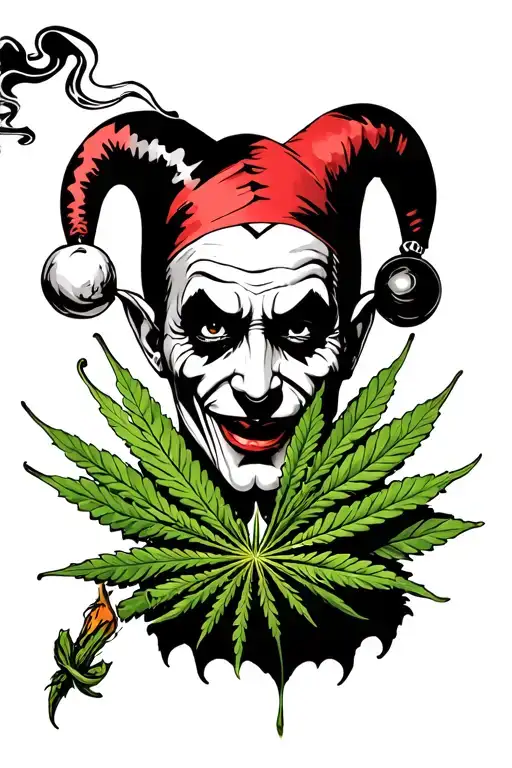 jester smoking weed tattoo design idea