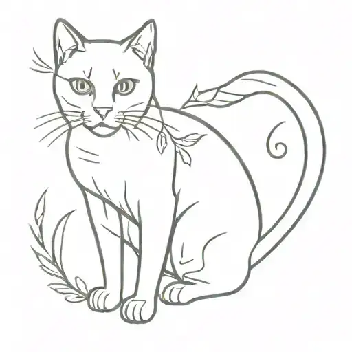 a calico cat standing tall tattoo design idea
