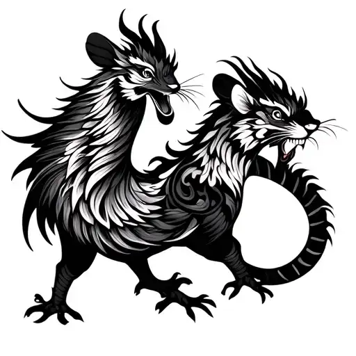 dragon tiger rat rooster chinese horoscope tattoo design idea
