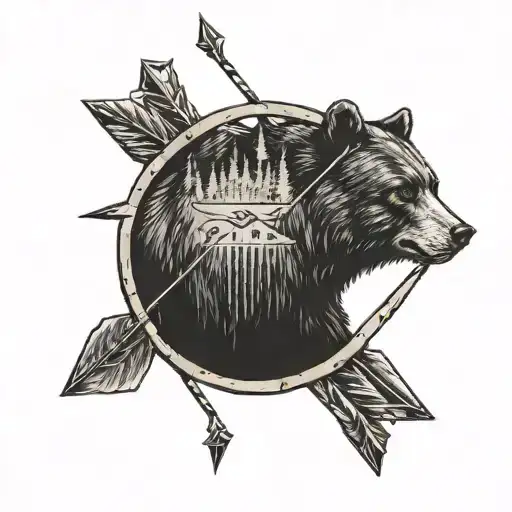 Arrow with the head as the holy Trinity and below the shaft it says 605 and above the shaft it has bear butte tattoo design idea