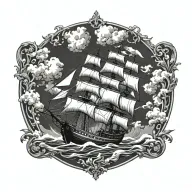 boat 18th century tattoo design idea