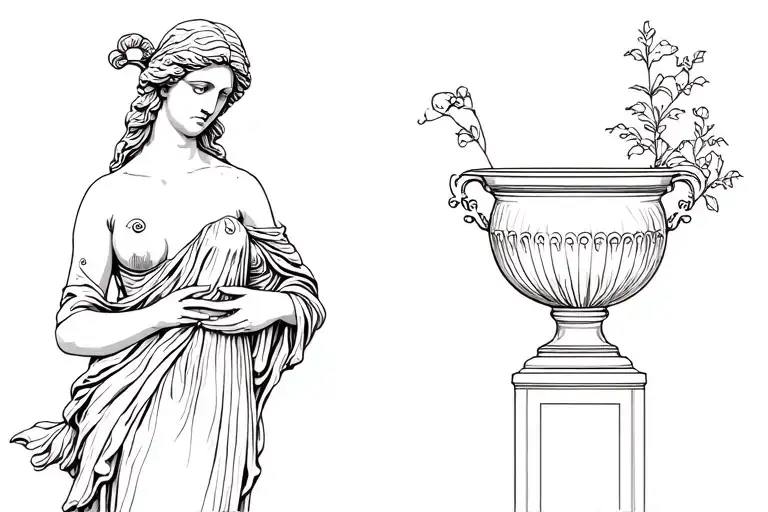statue of Greek goddess Aphrodite holding urn of water tattoo design idea