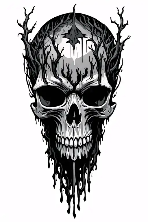 swamp and skulls tattoo design idea