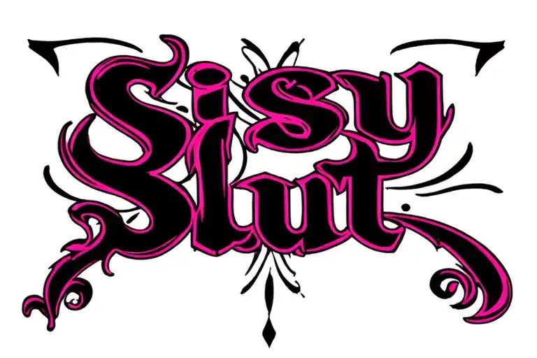 "Sissy Slut" "tribal" "pinstripes" "color" tattoo design idea