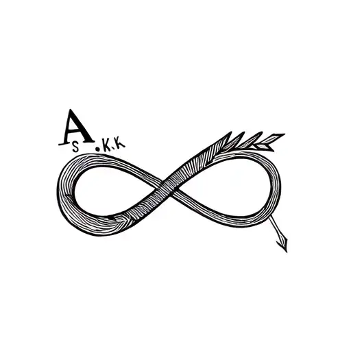 Family Infinity Symbol Arrow with Initials of A S K K tattoo design idea