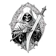 Grim Reaper holding sword tattoo design idea