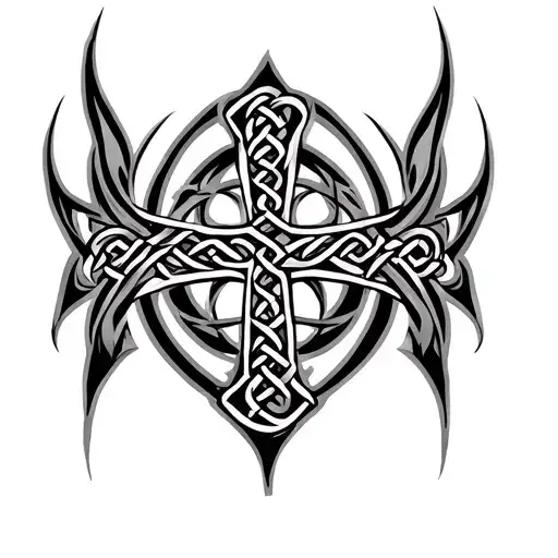 celtic cross tribal tattoo design idea