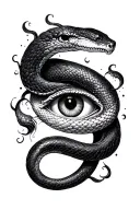snakes, eye, dark clouds surrounding tattoo design idea