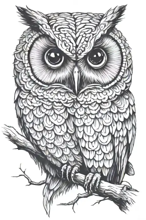 Realism, I want a bear to look like a owl sitting tattoo design idea