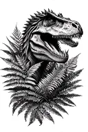 Can you design a tattoo that has 2 velocoraptors peaking through ferns and other prehistoric vegetation. I want the velo tattoo design idea