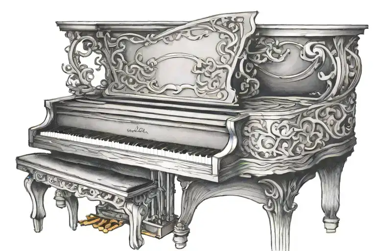upright piano that is not a grand piano tattoo design idea