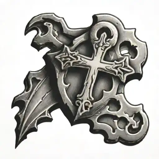 a lock with a cross shaped hole tattoo design idea
