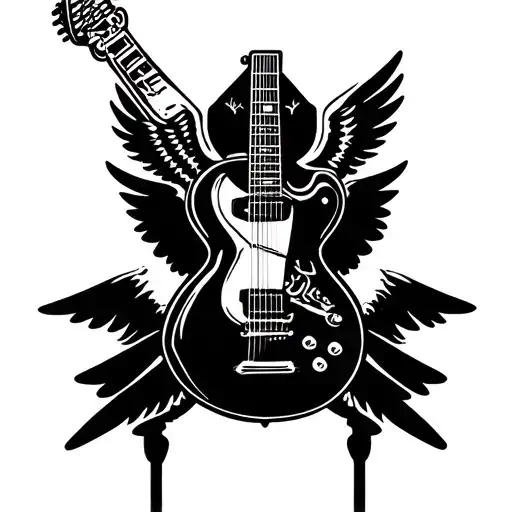 cherub hour glass microphone guitar tattoo design idea
