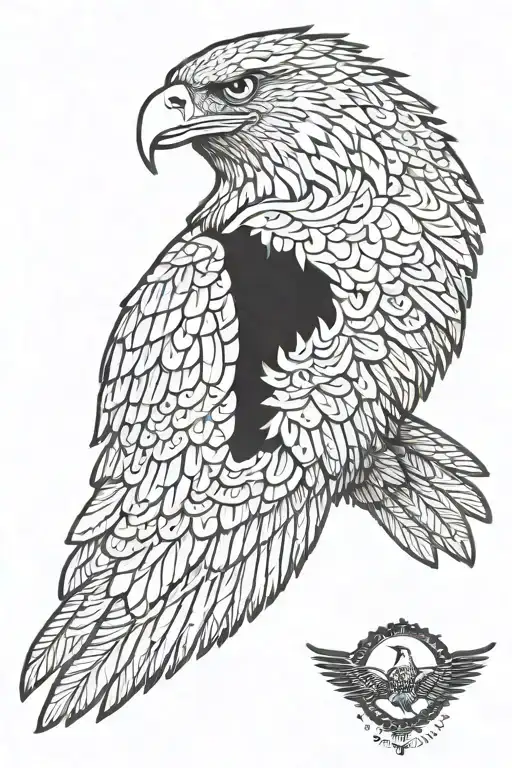 Eagle with open wings spread tattoo design idea