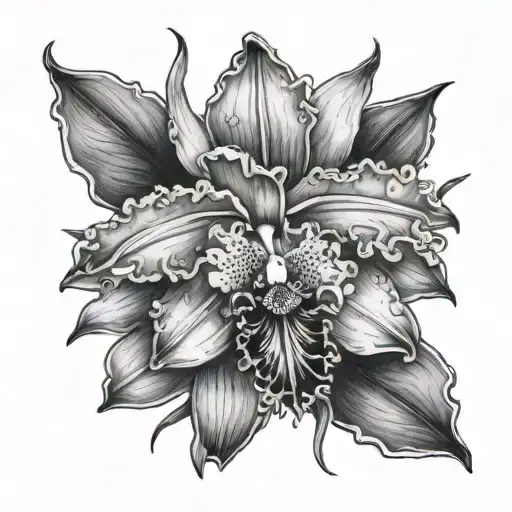 Cattleya Orchid tattoo design idea