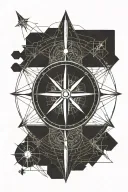 geometric background with Nordic compass in the middle tattoo design idea