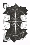 geometric background with Nordic compass in the middle tattoo design idea