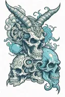 skulls clouds with Capricorn zodiac signs incorporated tattoo design idea