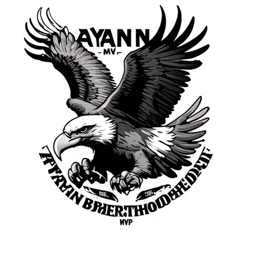 "ARYAN BROTHERHOOD MVP" american eagle claws out in a fighting pose tattoo design idea