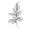 flower stem with leafs tattoo design idea