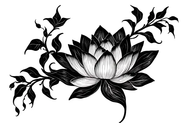 Lotuses and vines wrapped with Maria Fernanda writen  tattoo design idea