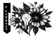 broken light bulb with February flowers in it  tattoo design idea