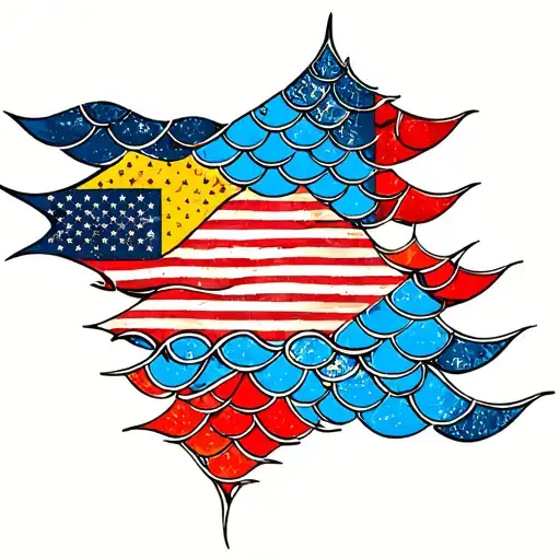 international flags connected like fish scales tattoo design idea