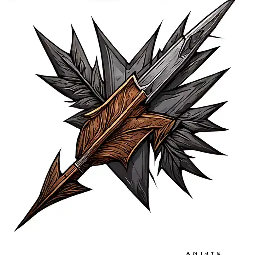 ancient metal arrow add brown and pewter tattoo design idea