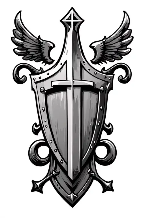 crusader shield with cross in the middle on forearm tattoo design idea