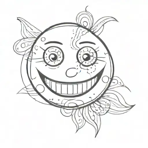 smiley, Two "M"-shaped eyes Curved line as the mouth Minimalistic, simple black lines No outline or additional details tattoo design idea