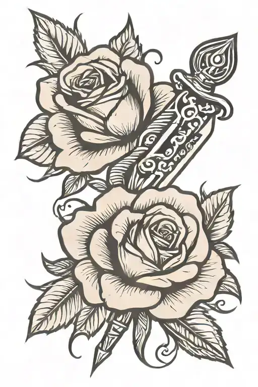 Rose and Dagger tattoo design idea