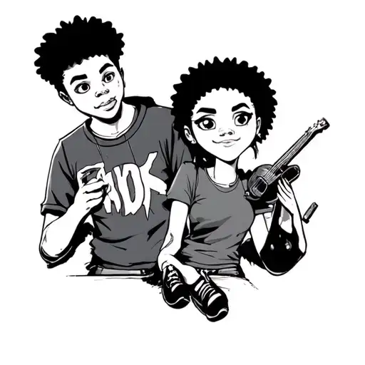 friend's boondocks Riley and huey world behind tattoo design idea