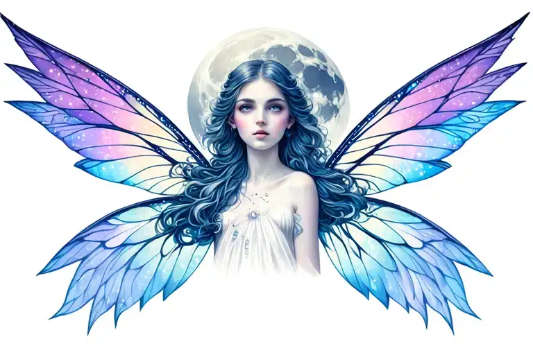 moon fairy tattoo design idea