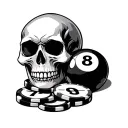 skull 8 ball dice cards chips jacpot 7s tattoo design idea