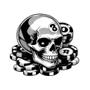 skull 8 ball dice cards chips jacpot 7s tattoo design idea
