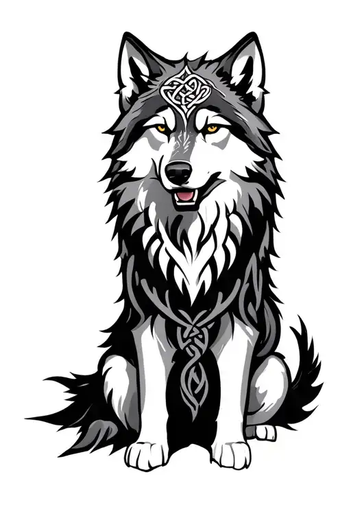 Celtic Wolf tattoo design idea