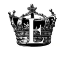 Crown with letter E tattoo design idea