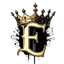 Crown with letter E tattoo design idea