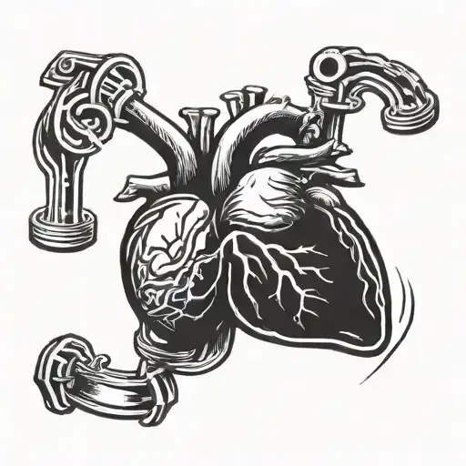 heart asking to get out of jail guarded by a cerebellum warning that it is for its own good tattoo design idea