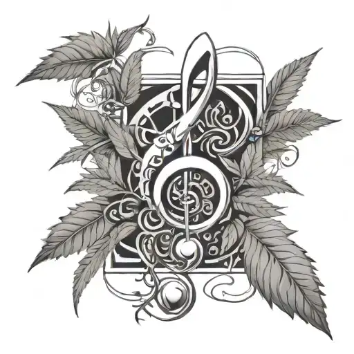 cannabis music note intertwined tattoo design idea