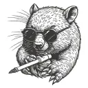 wombat with shades holding a lit cigarette tattoo design idea