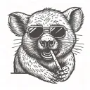 wombat with shades holding a lit cigarette tattoo design idea