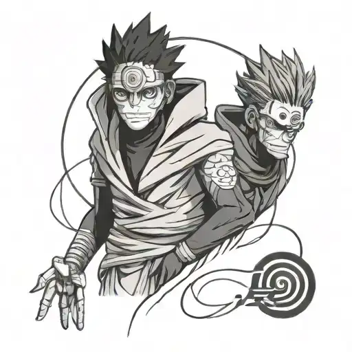 Obito uchiha older and younger self improvement tattoo design idea