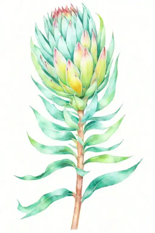 king protea zar native flower transforming into silver fern native nz tattoo design idea