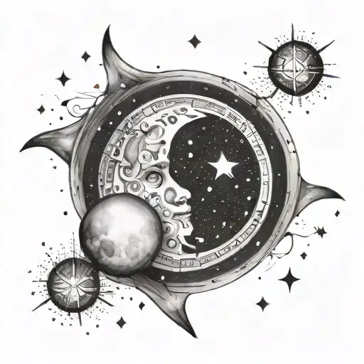 moon in the center and add Leo Constellation the right side of the moon and Scorpius Constellation stars on the left sid tattoo design idea