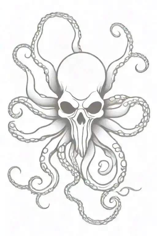octopus with spread tentacles skull tattoo design idea
